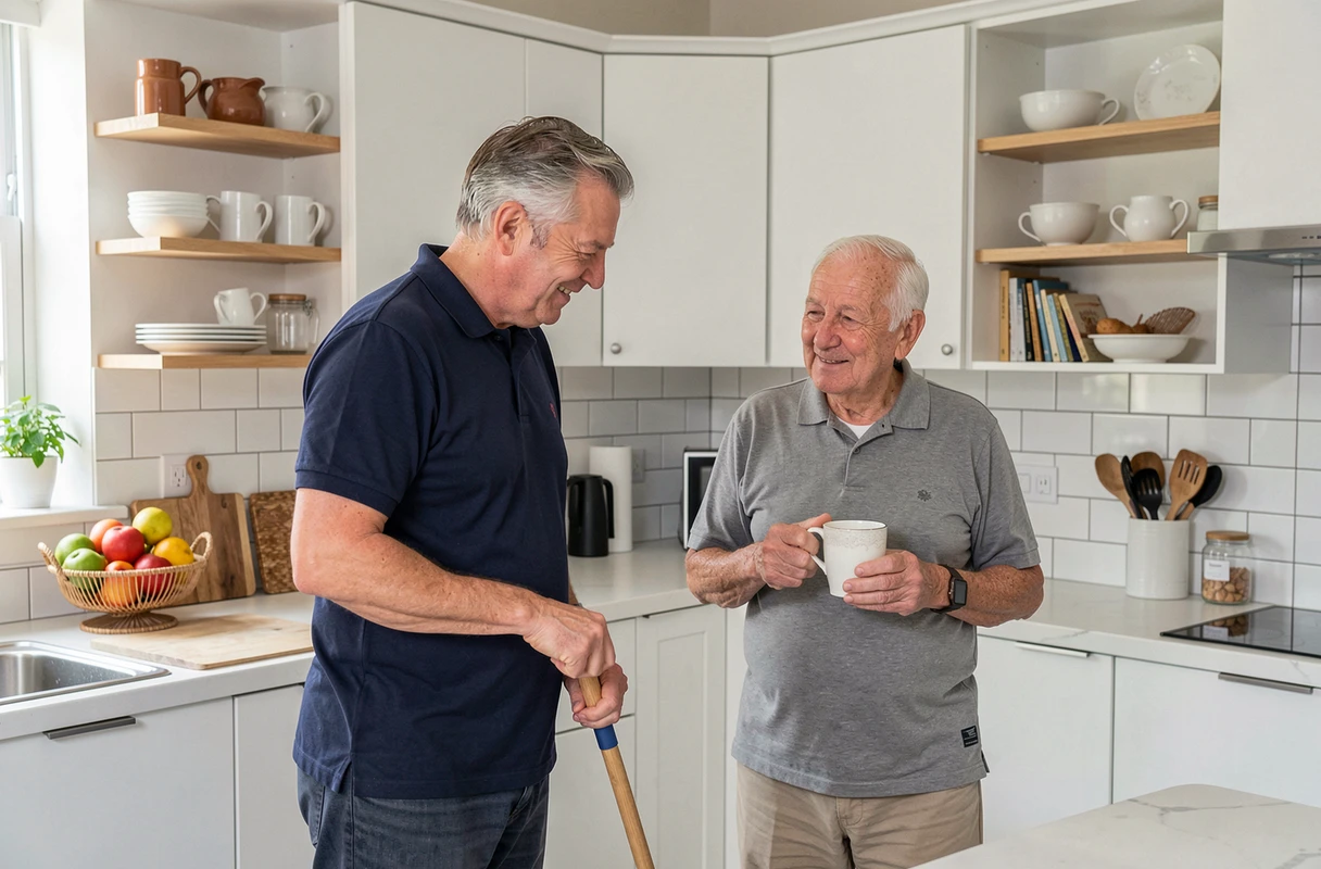 Prestataire Age d'Or Services aidant un senior pour les tâches ménagères à domicile en 2026